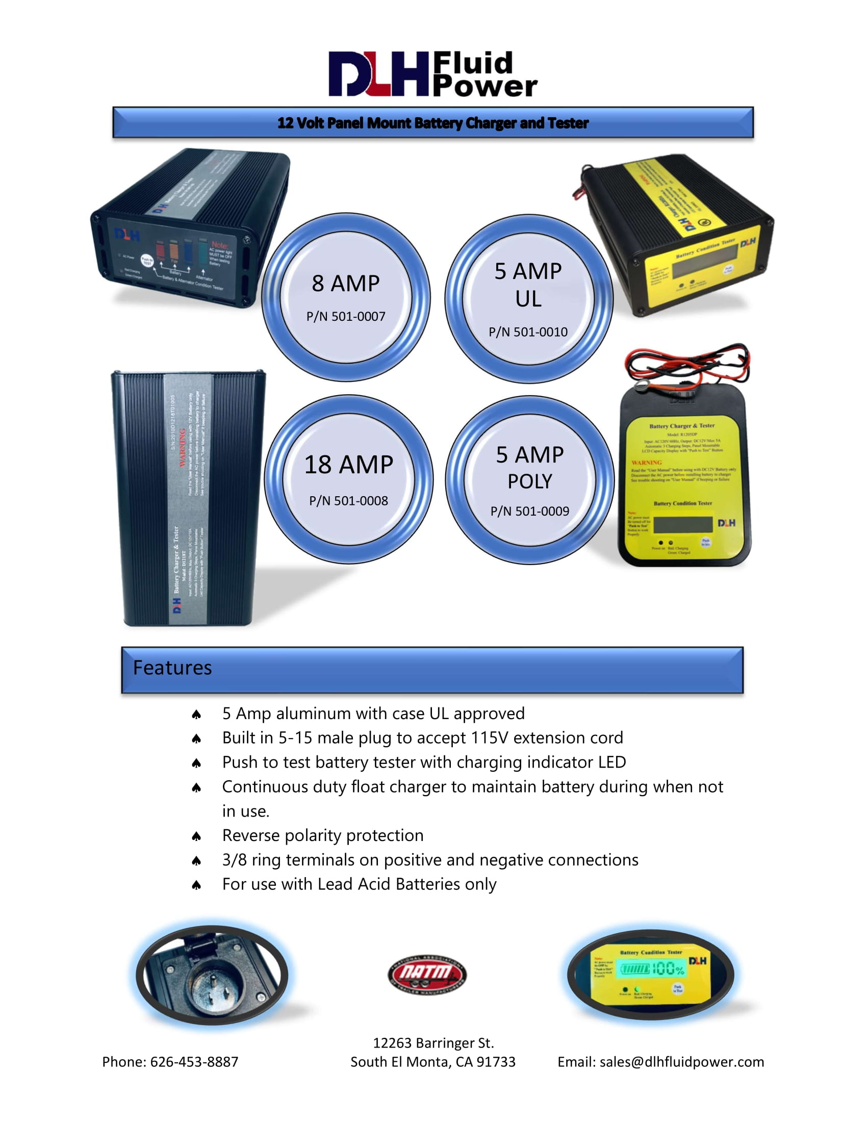 12 Volt Pannel Mount Battery Charger